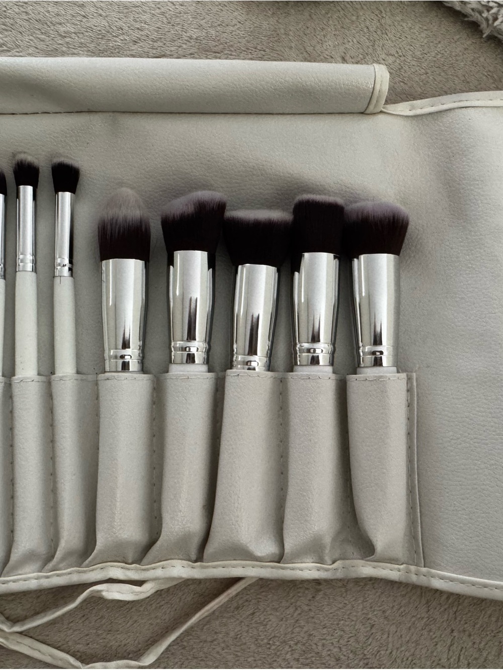 Luxury White Makeup Brush Set with Silver Ferrules
